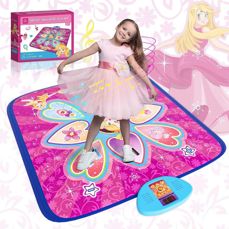 Photo 1 of Lehoo Castle Dance Mat for Girls, for Kids Teens, Dance Mixer Rhythm Step Play Mat for Girls, Dance Game Toy for Kids, Dance Pad with 7 Modes LED Light Adjustable Volume Built-in Music
