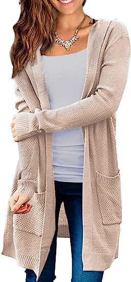 Photo 1 of Beecarchil Women's Long Sleeve Hoodie Sweaters Open Front Cardigan with Pockets
 SIZE M