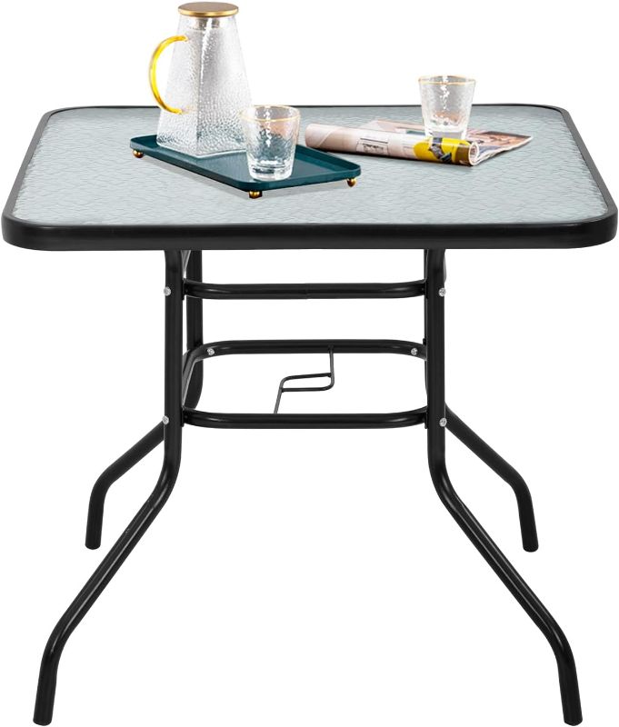 Photo 1 of  **SIMILAR ITEM*** FDW Outdoor Table Patio Table Dining Table with Tempered Glass Umbrella Hole for Lawn Balcony, Yard (Square)
