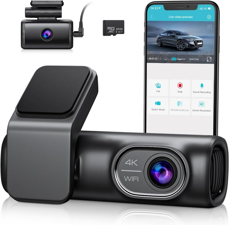 Photo 1 of OMBAR Dash Cam Front and Rear 4K/2K/1080P+1080P 5G WiFi GPS, Dash Camera for Cars with Free 64G SD Card, Dual Dash Cam with WDR Night Vision, 24h Parking Mode,170°Wide, G-Sensor, Loop Recording, APP
