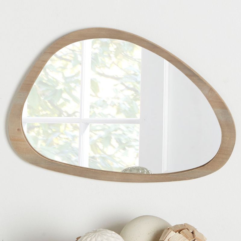 Photo 1 of 12x17 Natural Wood Framed Organic Irregular Shaped Wall Accent Mirror
