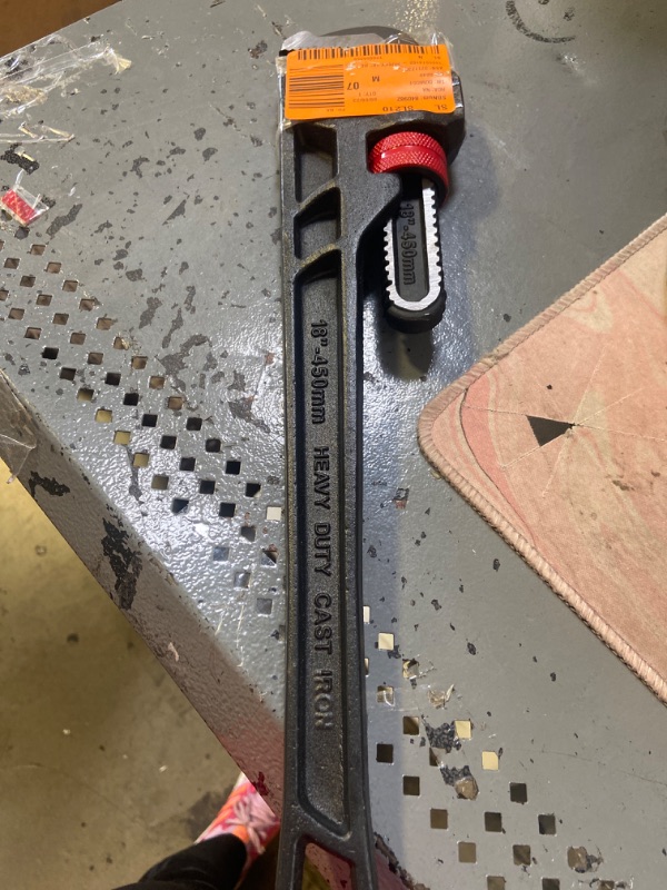 Photo 1 of 18 in. Heavy-Duty Cast Iron Pipe Wrench with 2 in. Jaw Capacity

