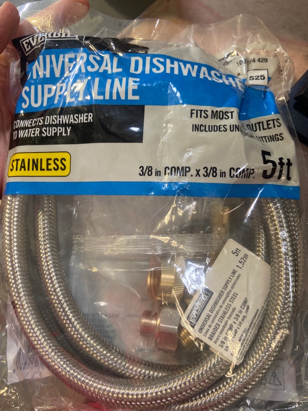 Photo 1 of 5 Ft. Universal Stainless Steel Dishwasher Connector | Line Kit Braided Supply
