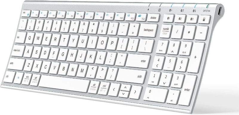 Photo 1 of iClever BK10 Bluetooth Keyboard, Wireless Bluetooth Keyboard, Rechargeable Bluetooth 5.1 Multi Device Keyboard with Number Pad Full Size Stable Connection for Mac, Windows, iOS, Android, Laptop