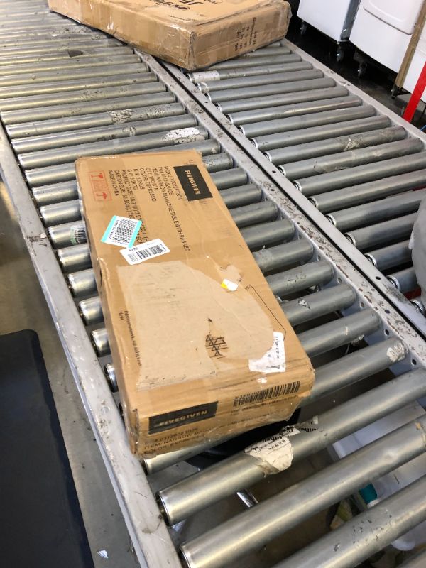 Photo 1 of FIVEGIVEN Slim Side Table for Small Spaces Thin End Table with Magazine Basket for Living Room Bedroom Bathroom 8 Inch Industrial Espresso 19.7"*8"*22.4" Espresso