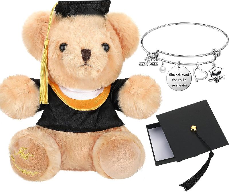 Photo 1 of Kenning 2023 Graduation Gift Set Inspirational Graduation Bracelet Graduation Plush Bear Graduation Gift Box Kit for Elementary Middle High School University College Graduates
