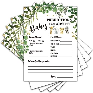Photo 1 of Woodland Animals 5" x 7" Baby Predictions and Advice Cards (30 Pack) - Baby Shower Game Cards - Baby Gender Reveal Party Game - A02
