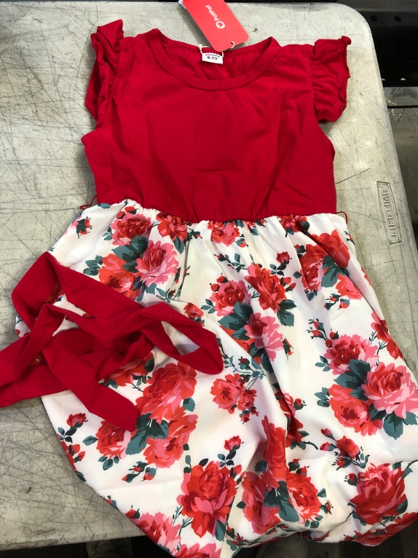 Photo 1 of GIRLS DRESS- FLORAL RED
SIZE- 6-7 YEARS