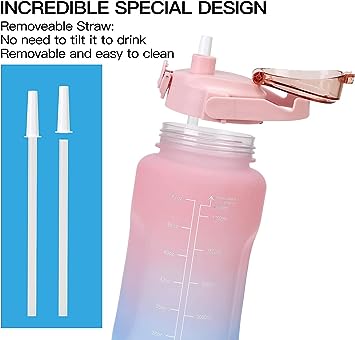Photo 1 of 64 oz (2L) Motivational Water Bottle (Pink/Purple)

