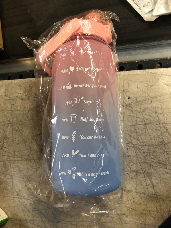 Photo 1 of 64 oz (2L) Motivational Water Bottle (Pink/Purple)
