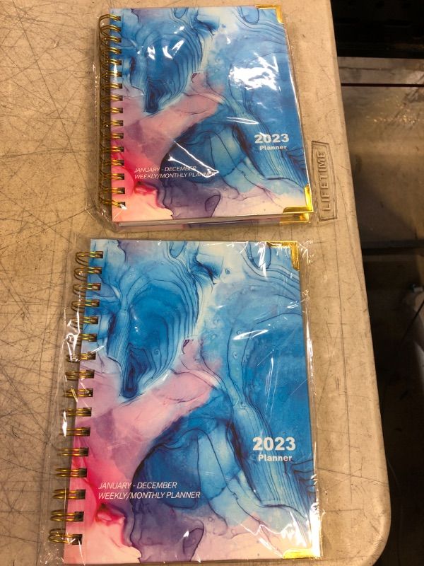 Photo 2 of 2023 Planner, Jan.- Dec. 2023, Weekly/ Monthly Planner with Tabs, Front Pocket, 6.5" x 8.5" x .75", Medium Size, Hardcover Front + Back, Thick Pages + Twin Wire Binding, Daily Organizer
pack of 2