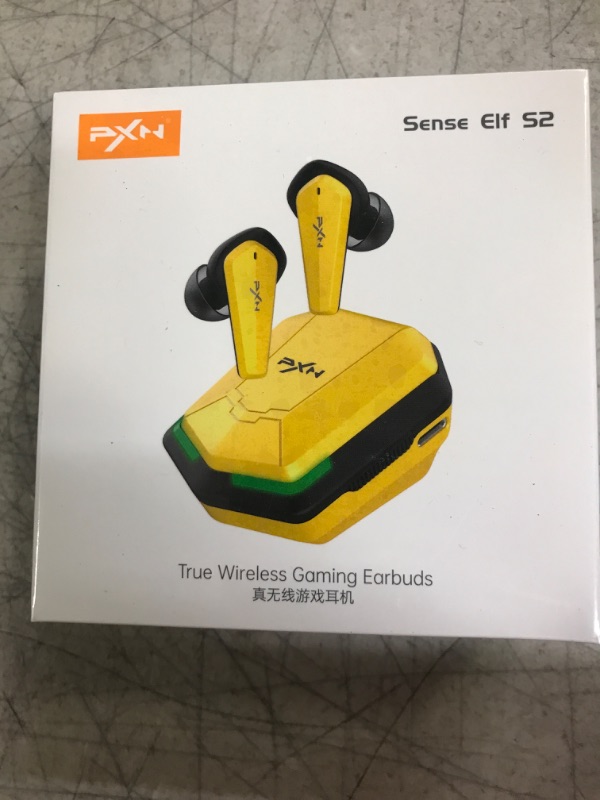 Photo 1 of PXN Wireless Earbuds Headphones - S2 in Ear Headphones Low Latency Gaming Earphones Built-in Dual Microphone Includes Compact Charging Case & 3 Pairs Ear Tips Yellow