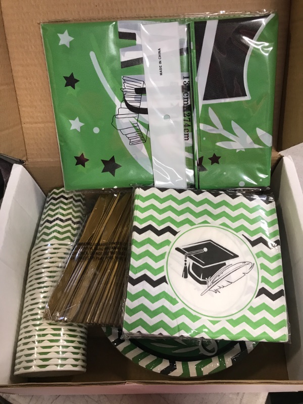 Photo 2 of KatchOn, Green Graduation Plates and Napkins 2023 - Pack of 176 | Congrats Grad Plates and Napkins, Cups, Graduation Tableware | Graduation Party Supplies | Green Graduation Decorations Class of 2023