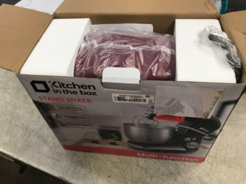 Photo 2 of Kitchen in the box Stand Mixer,3.2Qt Small Electric Food Mixer,6 Speeds Portable Lightweight Kitchen Mixer for Daily Use with Egg Whisk,Dough Hook,Flat Beater (Purplish-red)