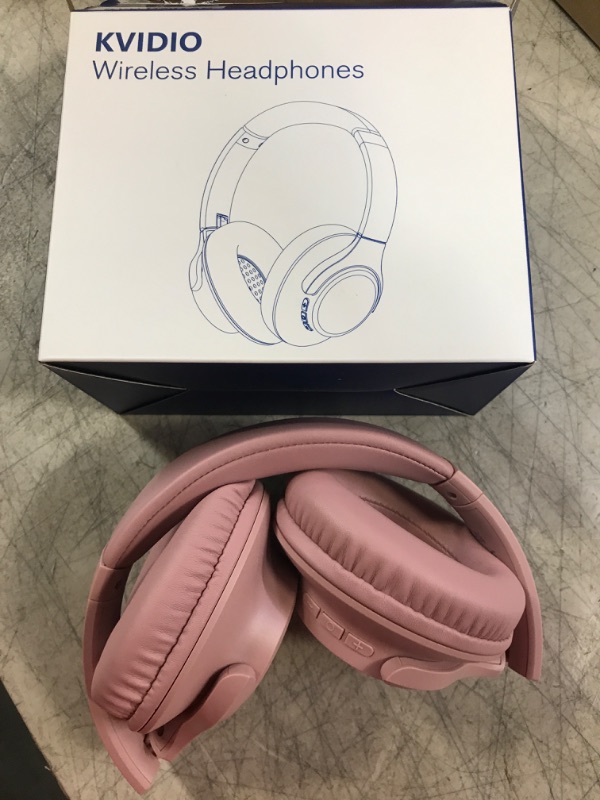 Photo 2 of KVIDIO [Updated Bluetooth Headphones Over Ear, 65 Hours Playtime Wireless Headphones with Microphone,Foldable Lightweight Headset with Deep Bass,HiFi Stereo Sound for Travel Work Laptop PC Cellphone Pink