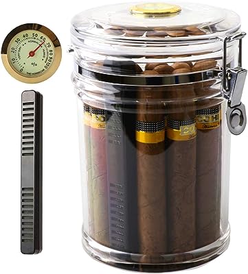 Photo 1 of Acrylic Humidor Cigar Case with Digital Hygrometer and Humidifier for Humidity Control Lined with Spanish Cedar Interior Lining on Bottom Holds 15-20 Cigars
