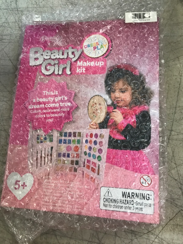 Photo 2 of DRESS 2 PLAY Kids Makeup Kit for Girl, Washable Kids Toy Makeup Beauty Set, Play Makeup for Little Girls with 43 Palette Colors, 5 Brushes, Built in Mirror, and Foldable Case, Ages 3 4 5 6 7 8 9 10 11 Pink