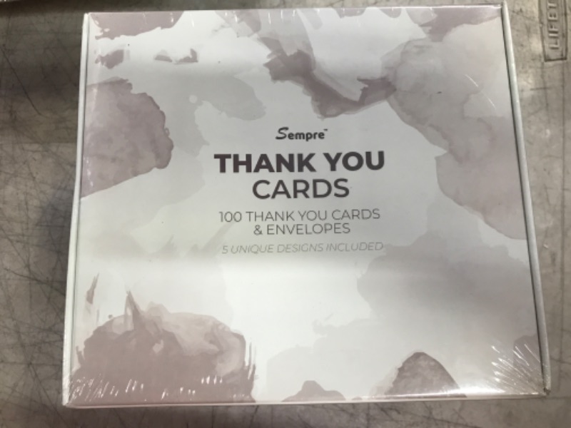 Photo 1 of 100 Thank You Cards Bulk - All Glittering Gold Foil Embellishment
