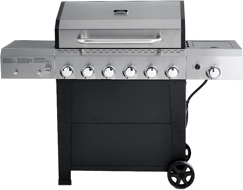 Photo 2 of Amazon Basics Freestanding Gas Grill with Side Burner, 6 Burner (66,000 BTU)