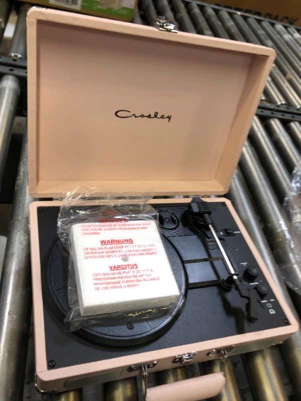 Photo 2 of Crosley CR8005E-BH Cruiser Deluxe Vintage 3-Speed Bluetooth Suitcase Vinyl Record Player Turntable, Blush Bluetooth In Blush