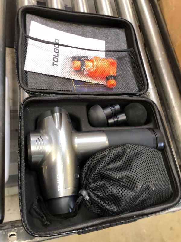 Photo 2 of Massage Gun, Handheld Muscle Massager Compact Deep Tissue Treatment for Any Athlete, Portable Carry Case and 15 Interchangeable Heads Best Gift for Family and Friends, Grey