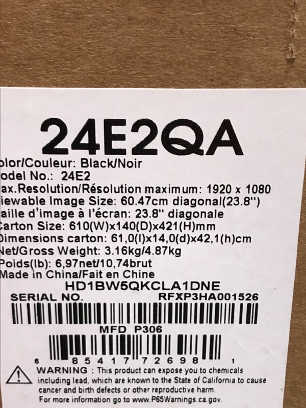 Photo 4 of Amazon Basics 24 Inch Monitor Powered with AOC Technology, FHD 1080P, 75hz, VESA Compatible, Built-in Speakers, Black 24-Inch