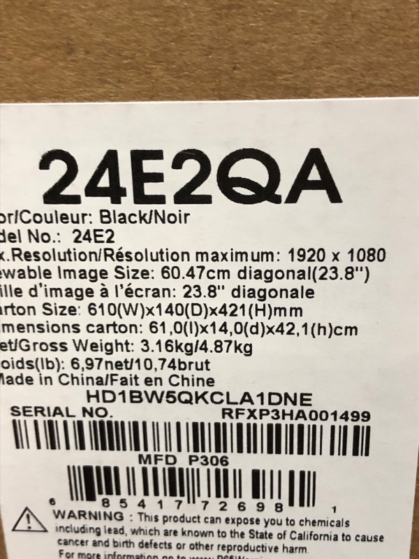 Photo 4 of Amazon Basics 24 Inch Monitor Powered with AOC Technology, FHD 1080P, 75hz, VESA Compatible, Built-in Speakers, Black 24-Inch