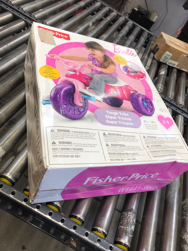 Photo 2 of Fisher-Price Barbie Tough Trike, Toddler Ride-On Toy Tricycle With Storage Compartment