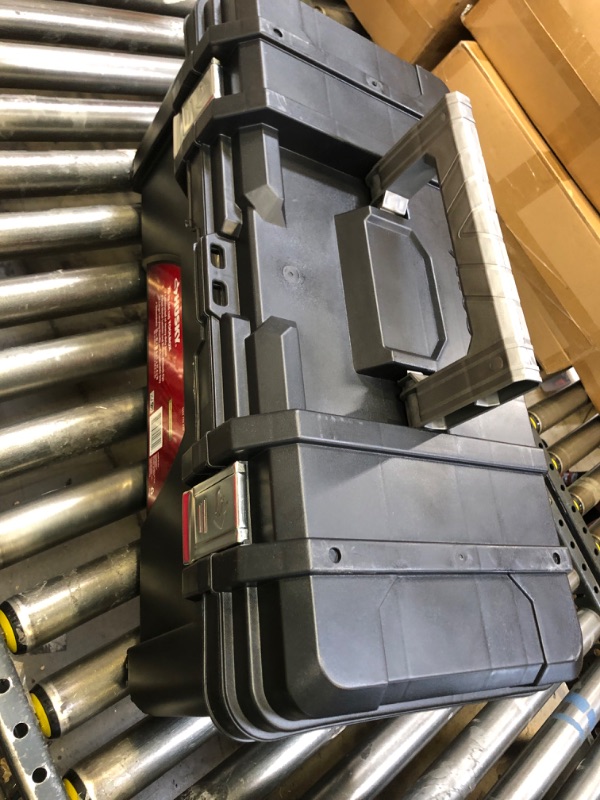 Photo 1 of 26 in. Black Plastic Portable Tool Box with Metal Latches