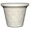 Photo 1 of 10 in. Antique Ivory Bingham Round Resin Planter
