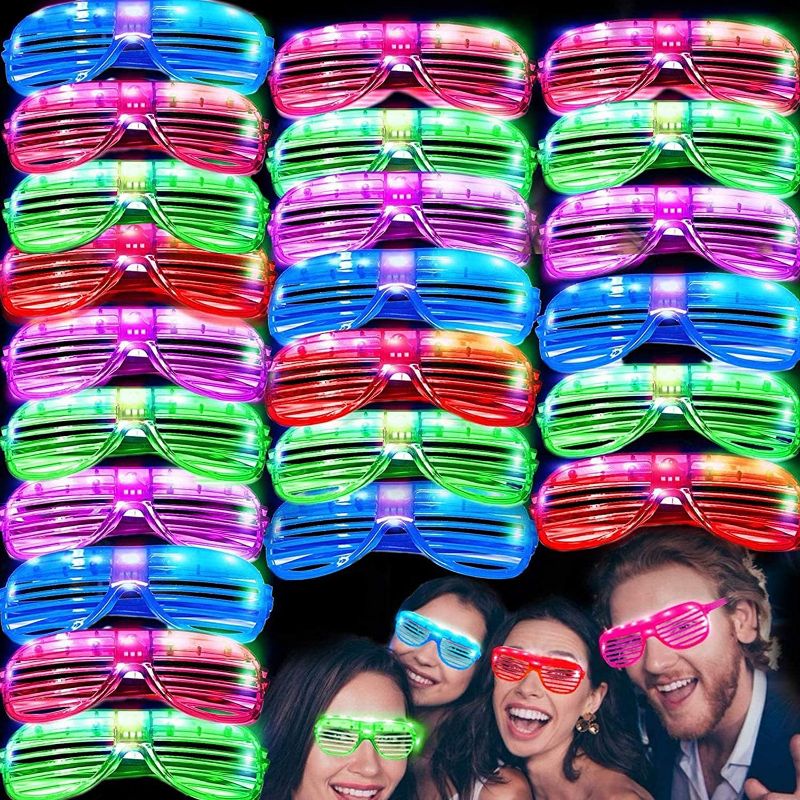 Photo 1 of 50 Pack LED Glasses July 4th Light Up Party Glasses Glow In The Dark Party Supplies Shutter Shades Neon Flashing Glasses Carnival Sunglasses Party Favors Toys Birthday Wedding 4th of July Costume
