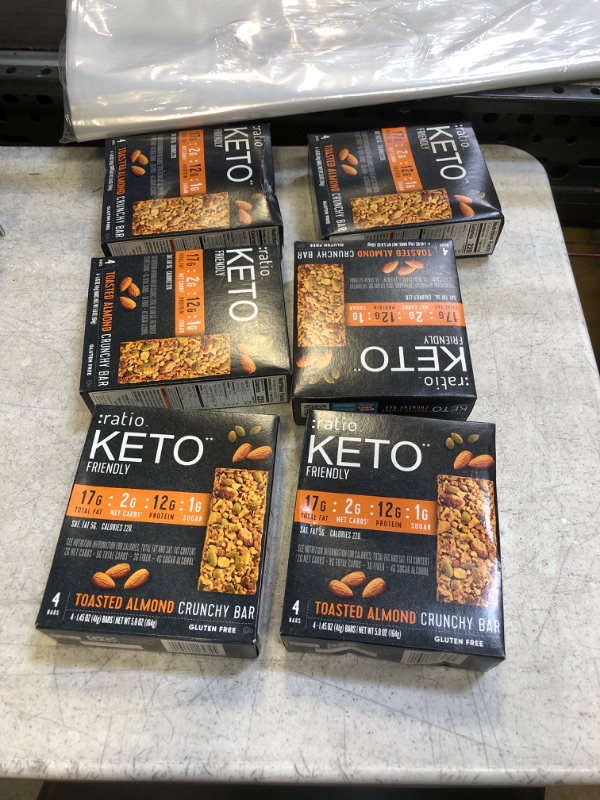 Photo 2 of  ( PACK OF 6) :ratio KETO Friendly Crunchy Bars, Toasted Almond, Gluten Free Snack, 4 ct Toasted Almond 4 Count (EXP: 0818/23)