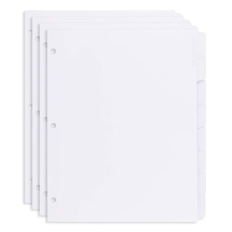 Photo 1 of ( PACK OF 4 ) Amazon Basics 8-Tab Binder Divider, White Label Dividers With Easy Peel, 4-Pack White 4-Pack 8-Tab
