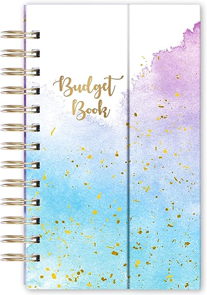Photo 1 of Budget Planner - 12 Month Undated Budget Book and Expense Tracker, 5.3" x 7.6", Portable Budget Planner with Watercolor Pockets + Thick Paper + Magnetic, Twin-Wire Binding - Watercolor Ink
