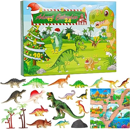 Photo 1 of Advent Calendar 2023 Christmas Gifts - 24 Days Countdown to Christmas Advent Calendar for Kids with Dinosaur Toy Figures, Christmas Gifts for Boys Girls 3-10, Christmas Party Favors/New Year Gifts
