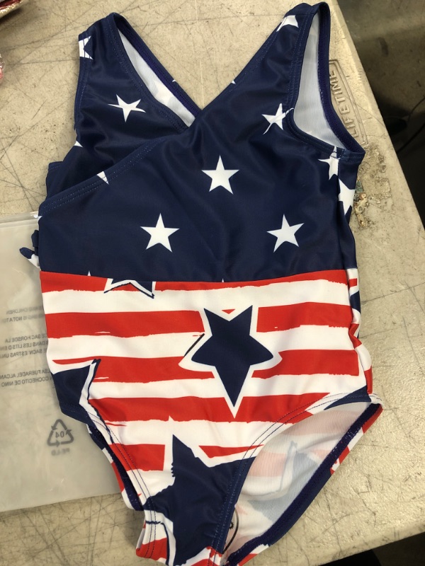 Photo 1 of baby girls amercan flag theme bathing suit one piece- size- 12-18 months