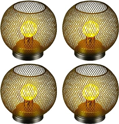 Photo 1 of 4 Pieces Cordless Table Lamp Metal Mesh Battery Powered Desk Lamp Mesh Cage Decorative Lamp Metal Cage LED Lantern Lamp Cordless Accent Light for Indoor Reading Bedroom Living Room Party Patio, Round https://a.co/d/3hUZdzz