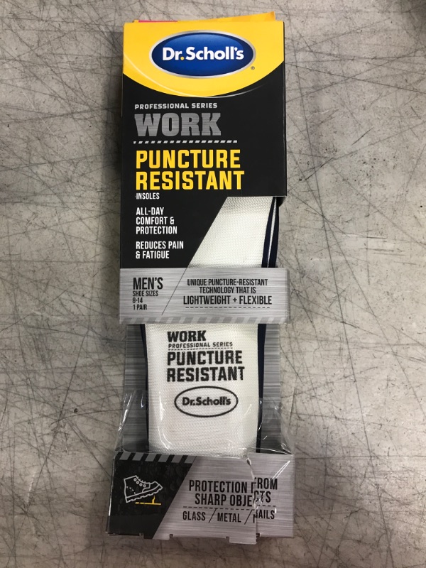 Photo 2 of Dr. Scholl's Professional Series Work Puncture Resistant Insoles, Men's 8-14, Trim to Fit Puncture Resistant Men's 8-14