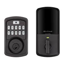 Photo 1 of  Kwikset Aura Matte Black Single Cylinder Electronic Bluetooth Keypad Smart Lock Deadbolt featuring SmartKey Security