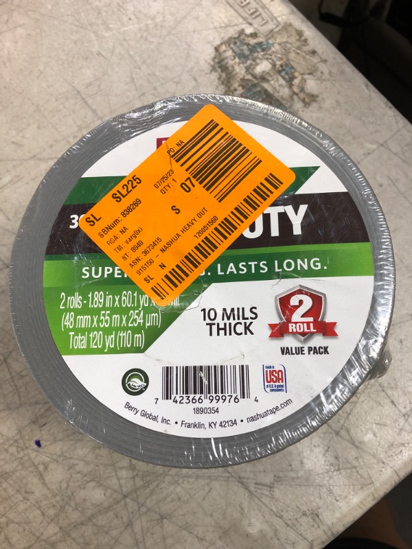 Photo 1 of 1.89 in. x 120 yd. 300 Heavy-Duty Duct Tape in Silver (2-Pack)