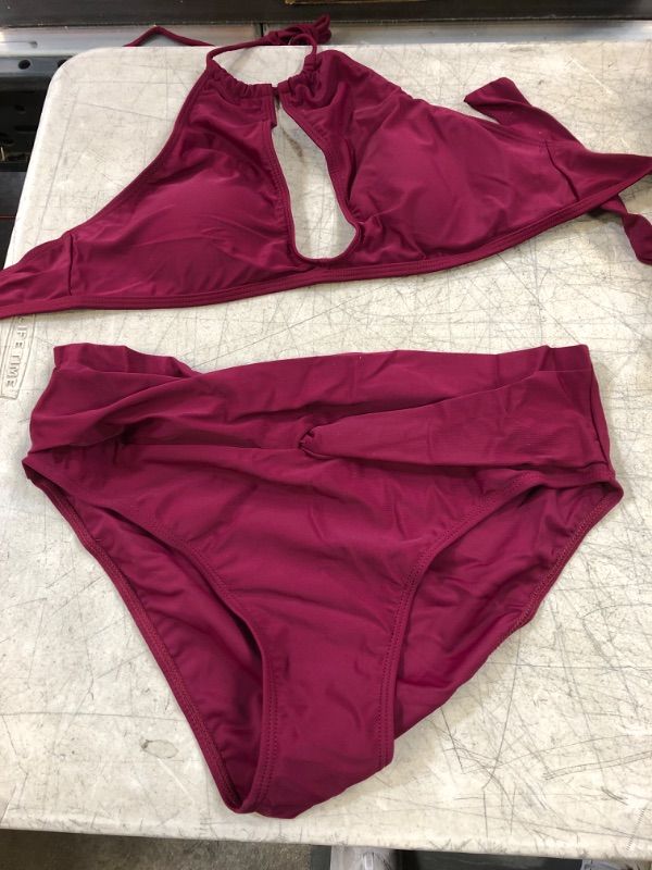 Photo 1 of burgandy women 2 piece bathing suit  -2 pcs - size-large