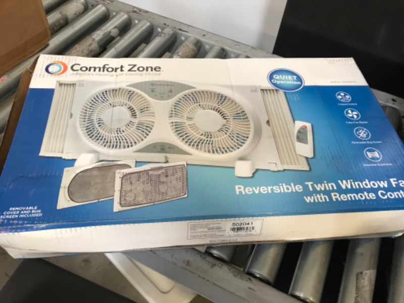 Photo 2 of Comfort Zone CZ310R Adjustable Width 3 Speed Dual Reversible Multi Functional Window Sill Fan with Remote Control and Removable Cover, White