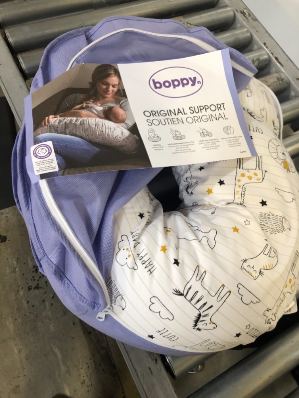 Photo 2 of Boppy Original Support Nursing Pillow, White and Gold Notebook, Ergonomic Breastfeeding, Bottle Feeding, and Bonding, Firm Hypoallergenic Fiber Fill, Removable Cover, Machine Washable