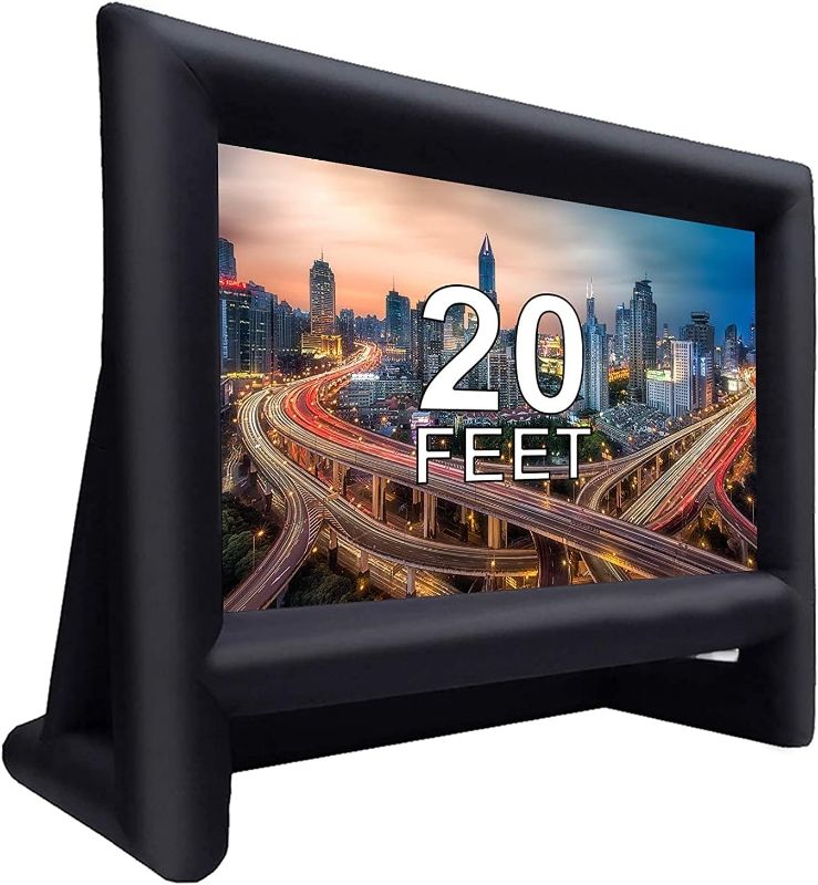 Photo 1 of 20 Feet Inflatable Outdoor Projector Screen, Blow Up Projector Screen Movie Projection Screen for Outdoor Backyard - Includes Powerful Blower, Base Stakes, Tie-Downs and Storage Bag (20feet)