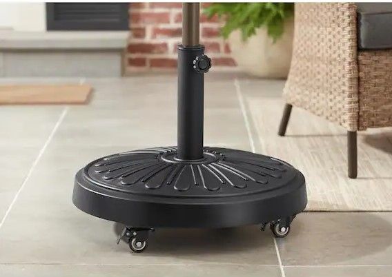 Photo 1 of 50 lbs. Concrete and Resin Patio Umbrella Base in Black