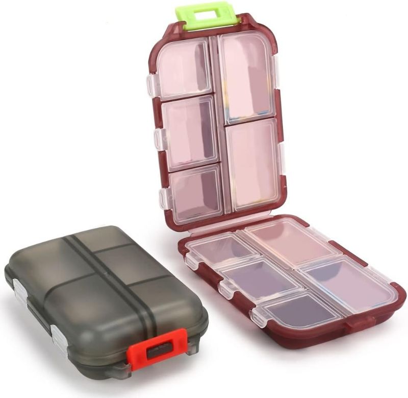 Photo 1 of 2PCS Travel Pill Organizer Box, Portable Pill Case, Pill Box Dispenser, with 10 Compartments for Different Medicines
