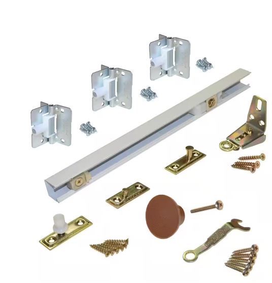 Photo 1 of 1700 Series 24 in. White Bi-Fold Track and Hardware Set for (2) 12 in. Doors