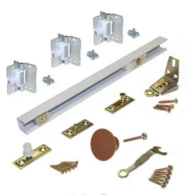 Photo 1 of 1700 Series 24 in. White Bi-Fold Track and Hardware Set for (2) 12 in. Doors