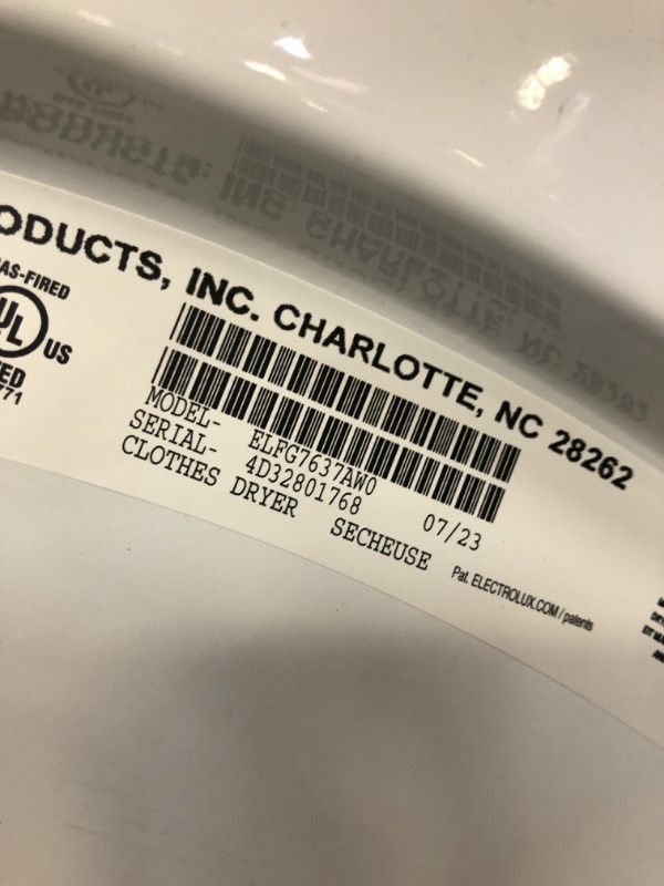 Photo 4 of 27 Inch Gas Dryer with 8.0 Cu. Ft. Capacity, LuxCare Dry, Predictive Dry™, Instant Refresh, 11 Dry Cycles, Perfect Steam™, 15-Minute Fast Dry, Activewear, Extended Tumble, Luxury-Quiet™, LuxCare® Lint, UL Listed, and ENERGY STAR® Certified: White
