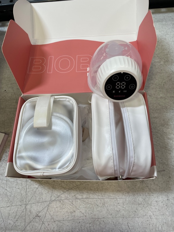 Photo 2 of BIOBOO Hands Free Breast Pump, Wearable Breast Pump with Silicone Massage Petal Function, Portable Electric Breast Pump 2 Packs - White